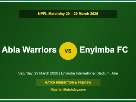 Abia Warriors vs Enyimba Prediction & Preview – NPFL Matchday 29, March 2026