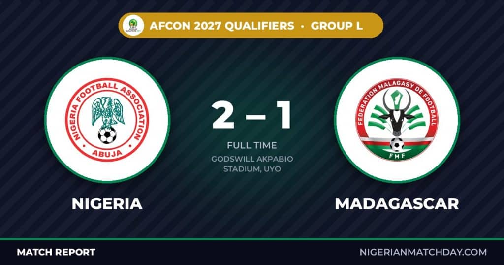 Nigeria 2-1 Madagascar: Debutants Rescue Super Eagles