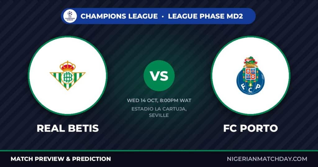 Real Betis vs Porto prediction: Champions League preview